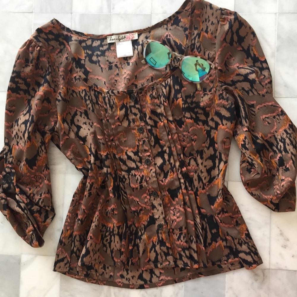 Love Squared Bohemian Cropped Ikat Style Blouse